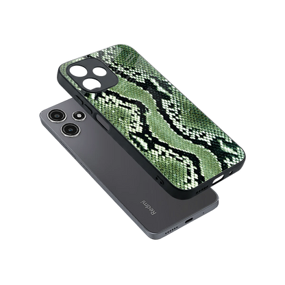 Venom Green sleek redmi 12 5g cover with tempered glass back and TPU edges