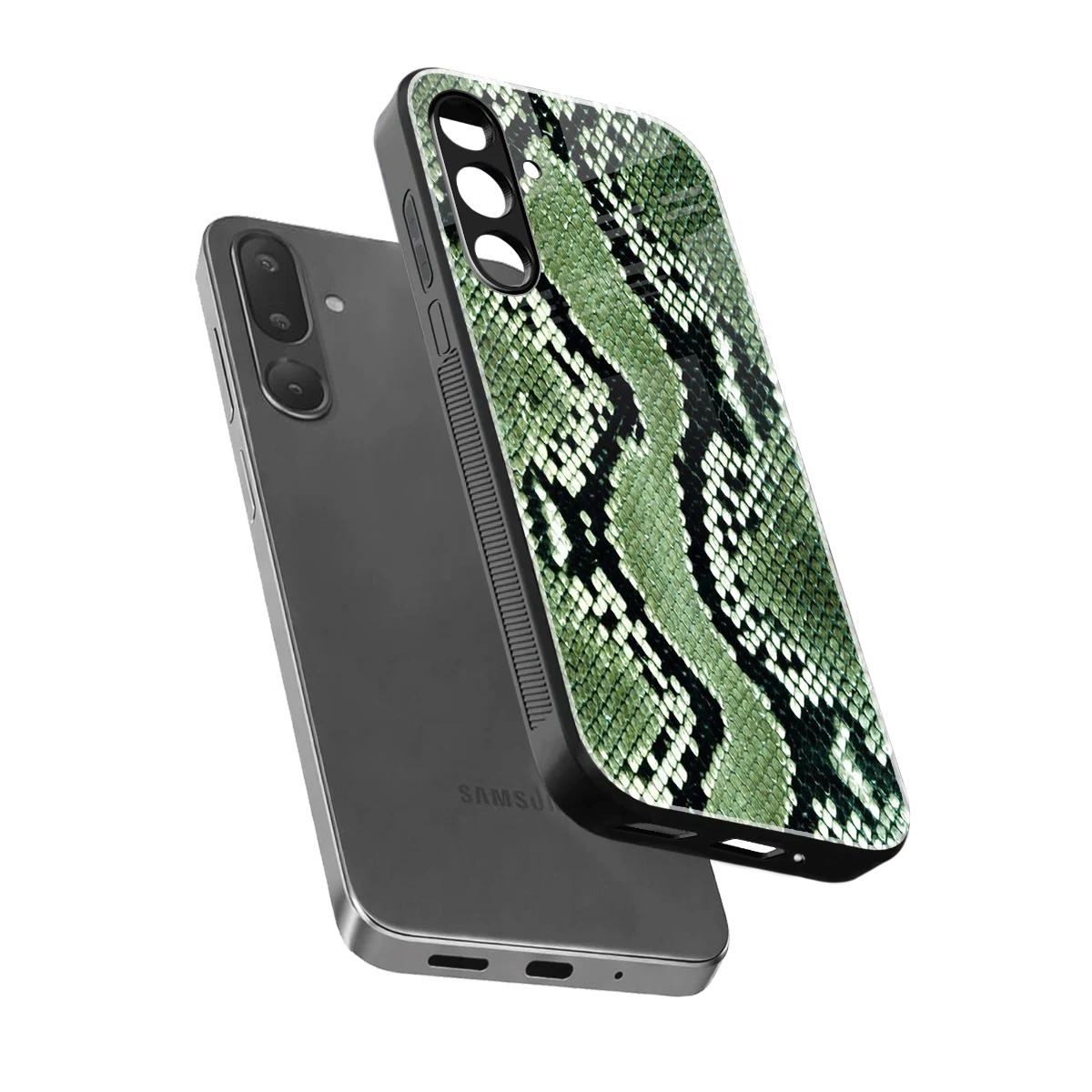 Venom Green sleek samsung galaxy m56 5g cover with tempered glass back and TPU edges