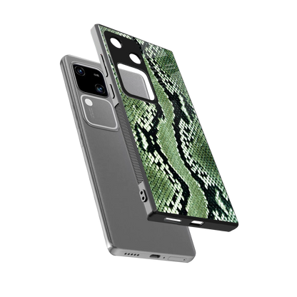 Venom Green sleek vivo v30 cover with tempered glass back and TPU edges