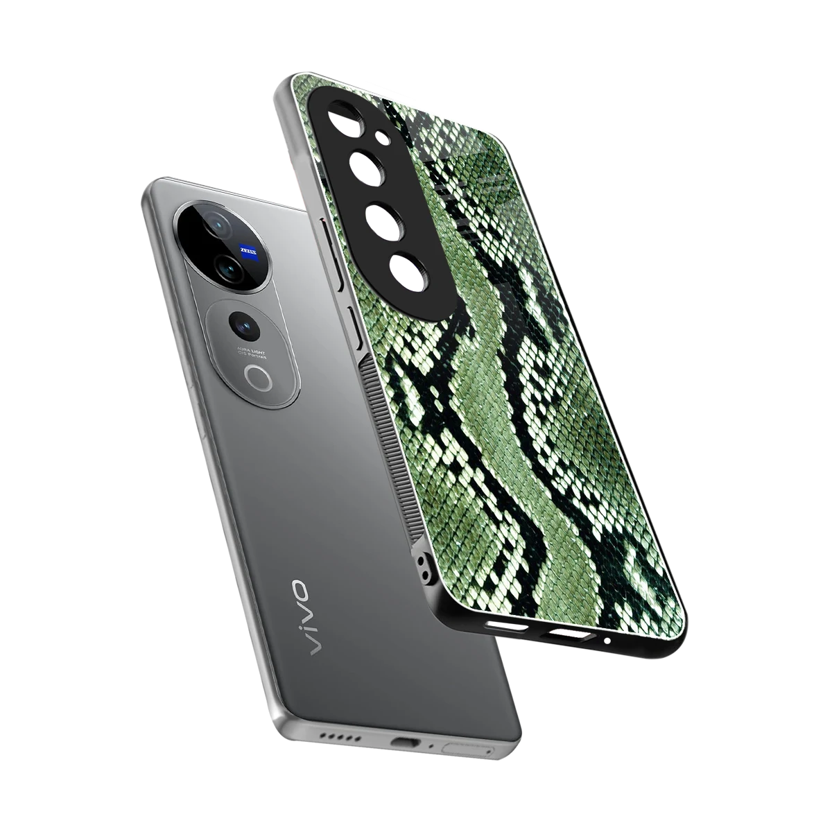 Venom Green sleek vivo v40 pro cover with tempered glass back and TPU edges