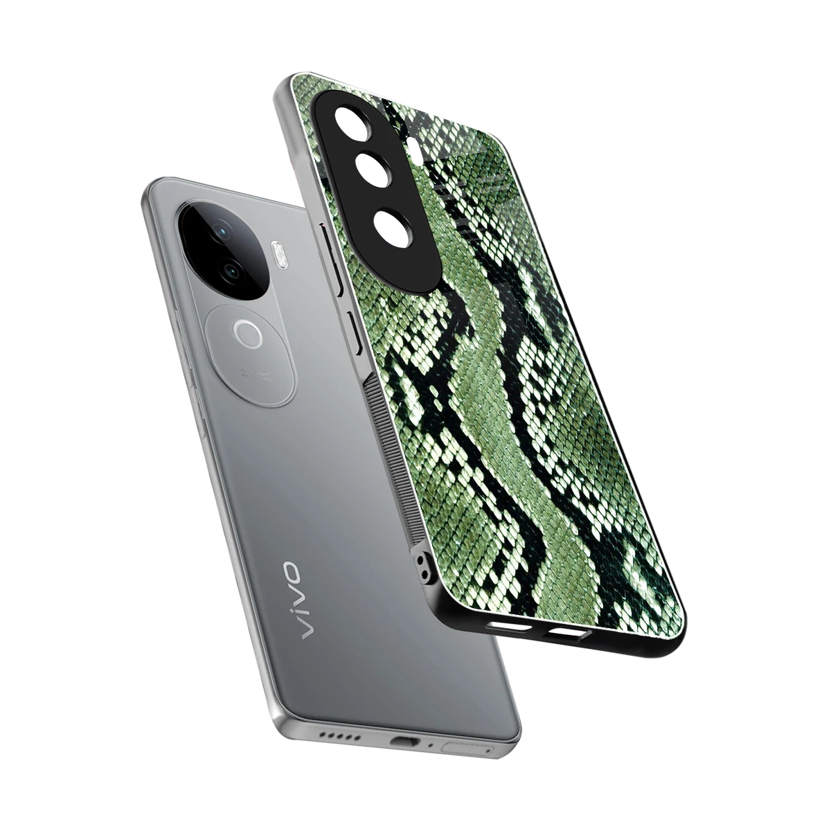 Venom Green sleek vivo v40e cover with tempered glass back and TPU edges