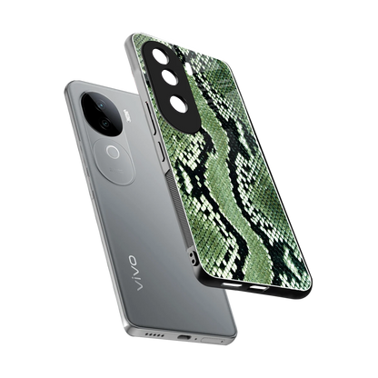 Venom Green sleek vivo v40e cover with tempered glass back and TPU edges