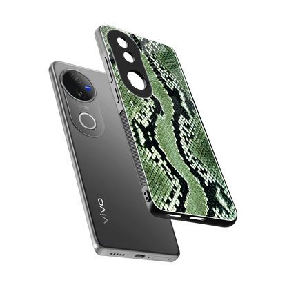 Venom Green sleek vivo v50 cover with tempered glass back and TPU edges