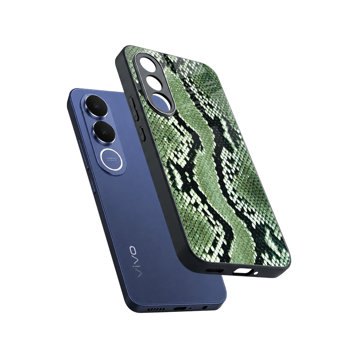 Venom Green sleek vivo v70 fe cover with tempered glass back and TPU edges