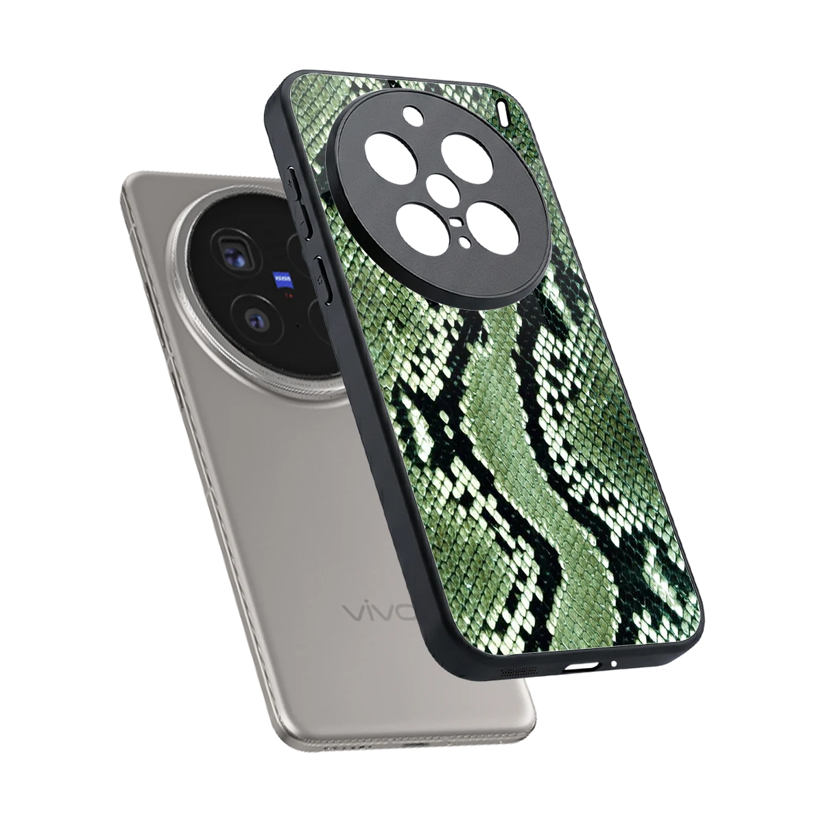 Venom Green sleek vivo x200 pro cover with tempered glass back and TPU edges