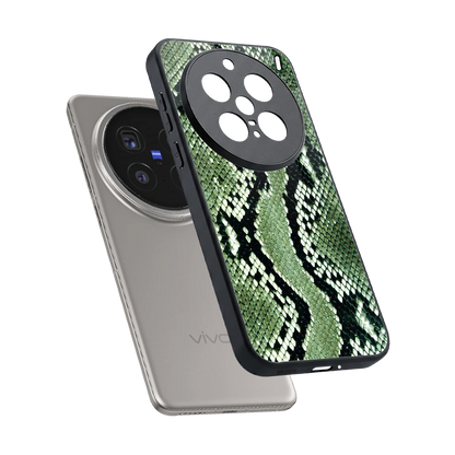Venom Green sleek vivo x200 pro cover with tempered glass back and TPU edges