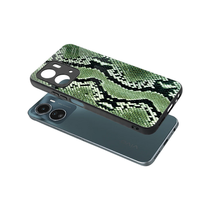 Venom Green sleek vivo y16 cover with tempered glass back and TPU edges