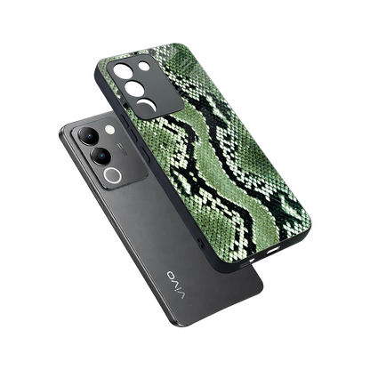 Venom Green sleek vivo y200 5g cover with tempered glass back and TPU edges