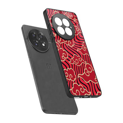 Vermilion Anime sleek oneplus 13 cover with tempered glass back and TPU edges