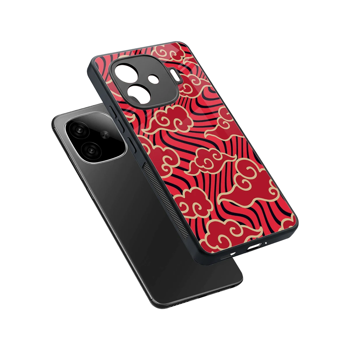 Vermilion Anime sleek iqoo neo 10r 5g cover with tempered glass back and TPU edges