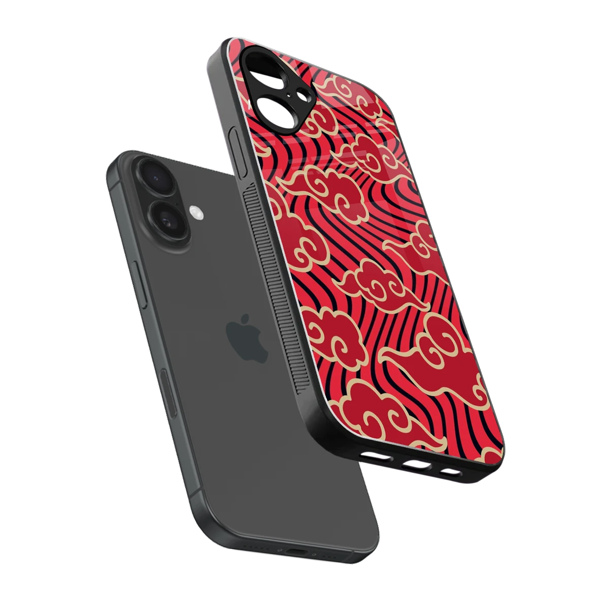 Vermilion Anime sleek iPhone 16 cover with tempered glass back and TPU edges