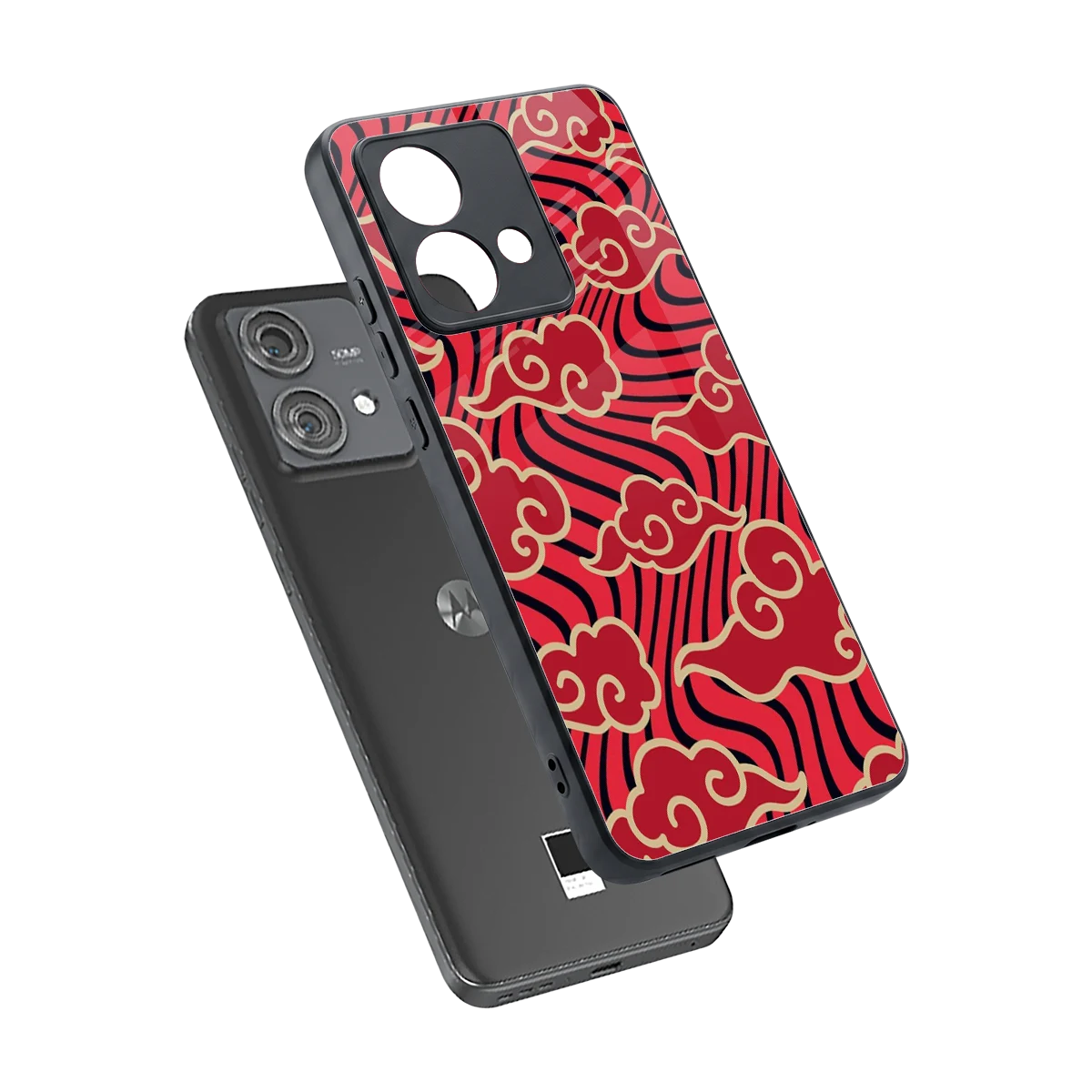 Vermilion Anime sleek motorola edge 40 neo 5g cover with tempered glass back and TPU edges