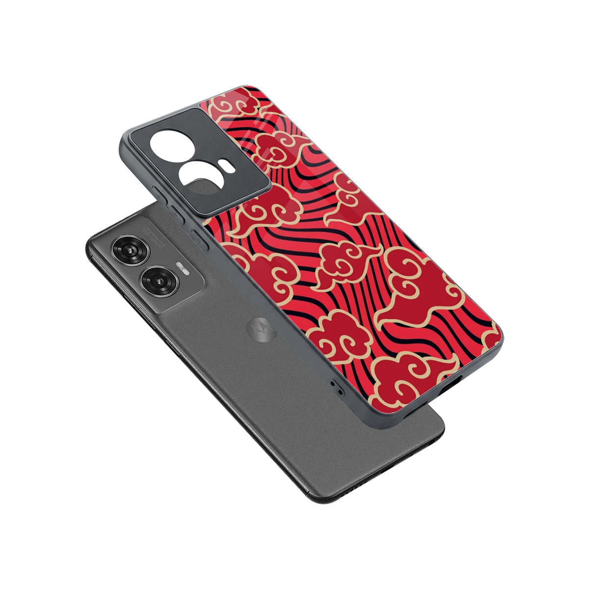 Vermilion Anime sleek motorola edge 50 fusion cover with tempered glass back and TPU edges