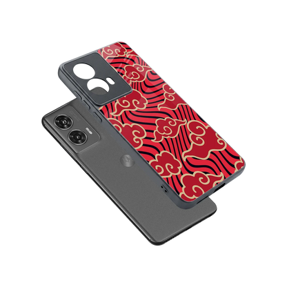 Vermilion Anime sleek motorola edge 50 fusion cover with tempered glass back and TPU edges