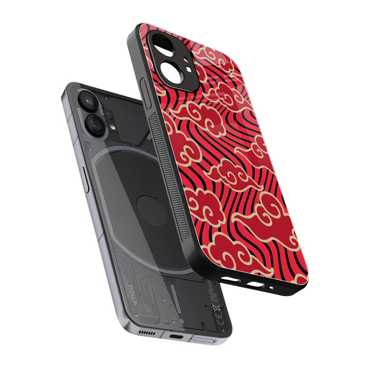 Vermilion Anime sleek nothing phone 1 cover with tempered glass back and TPU edges
