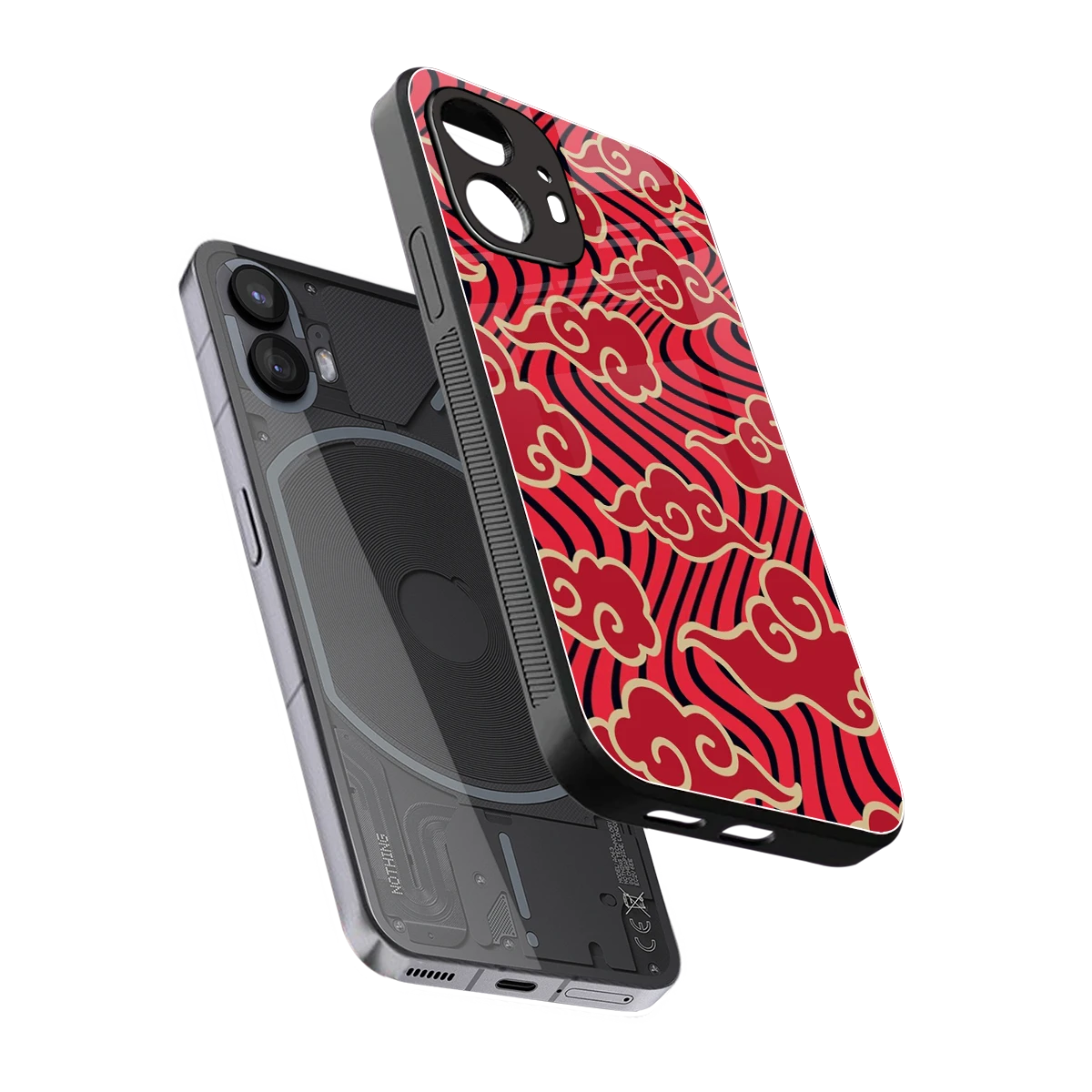 Vermilion Anime sleek nothing phone 2 cover with tempered glass back and TPU edges