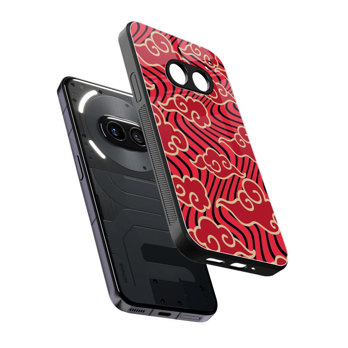 Vermilion Anime sleek nothing phone 2a cover with tempered glass back and TPU edges