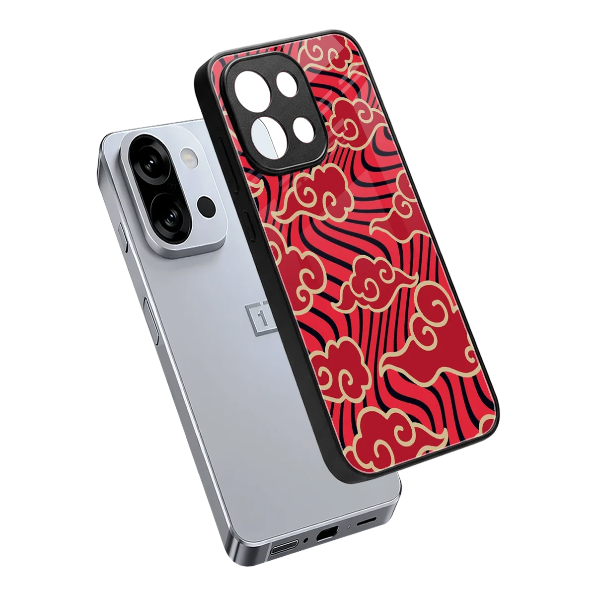 Vermilion Anime sleek oneplus 13s cover with tempered glass back and TPU edges