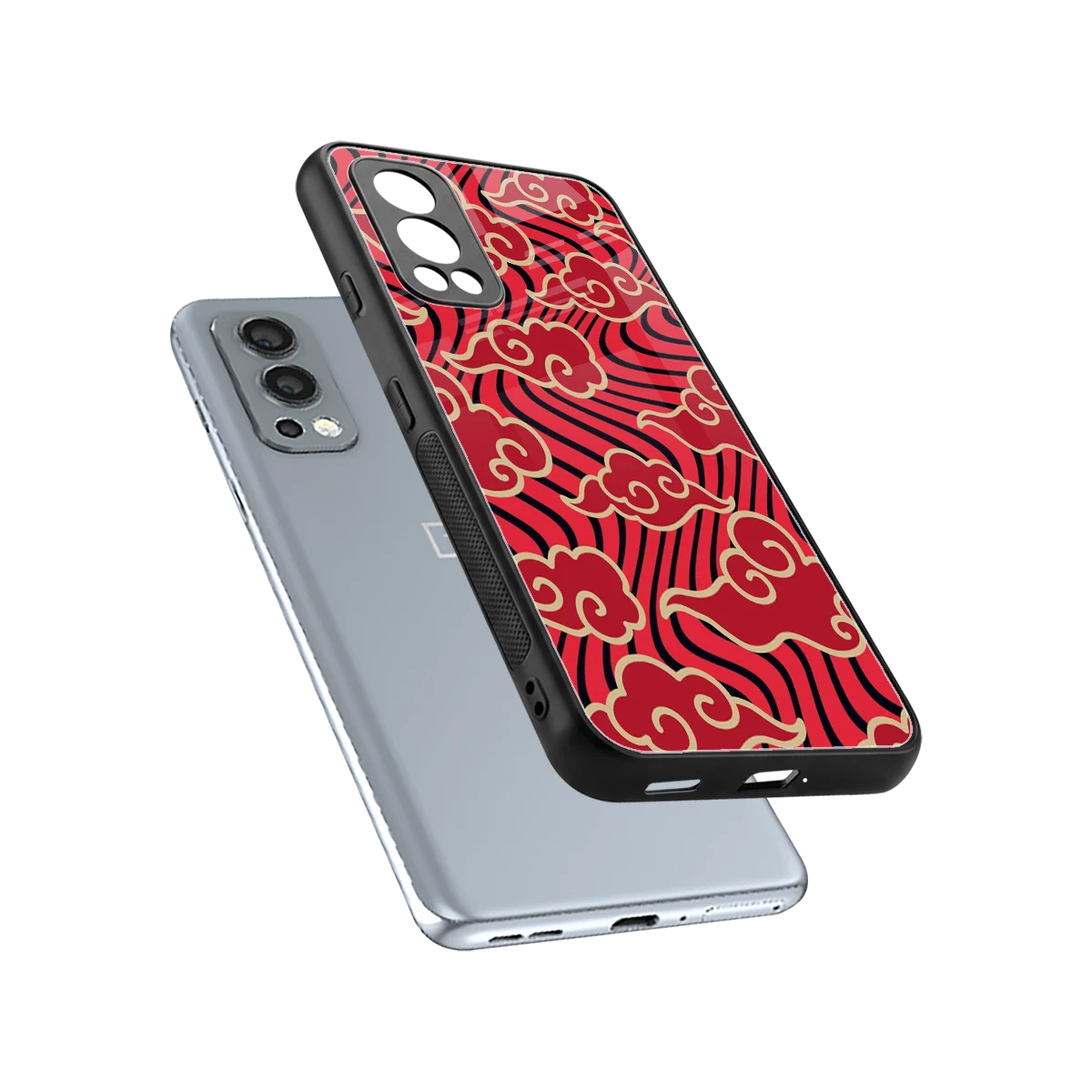 Vermilion Anime sleek oneplus nord 2 cover with tempered glass back and TPU edges