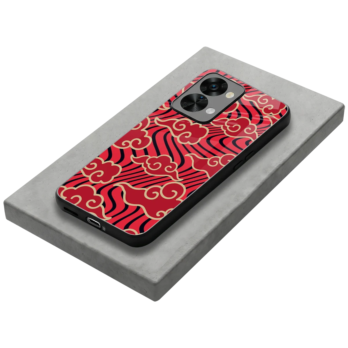 Vermilion Anime stylish phone case for oneplus nord 2t | glossy glass and slim fit