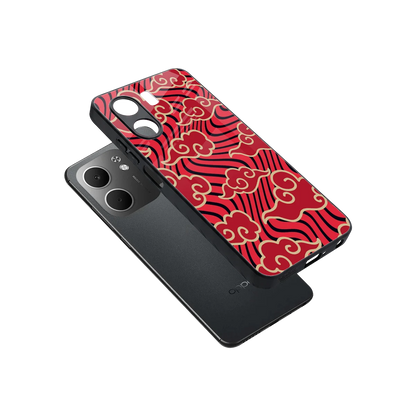 Vermilion Anime sleek oppo a5x 5g cover with tempered glass back and TPU edges