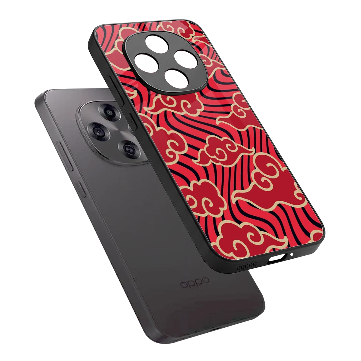 Vermilion Anime sleek oppo f31 pro 5g cover with tempered glass back and TPU edges