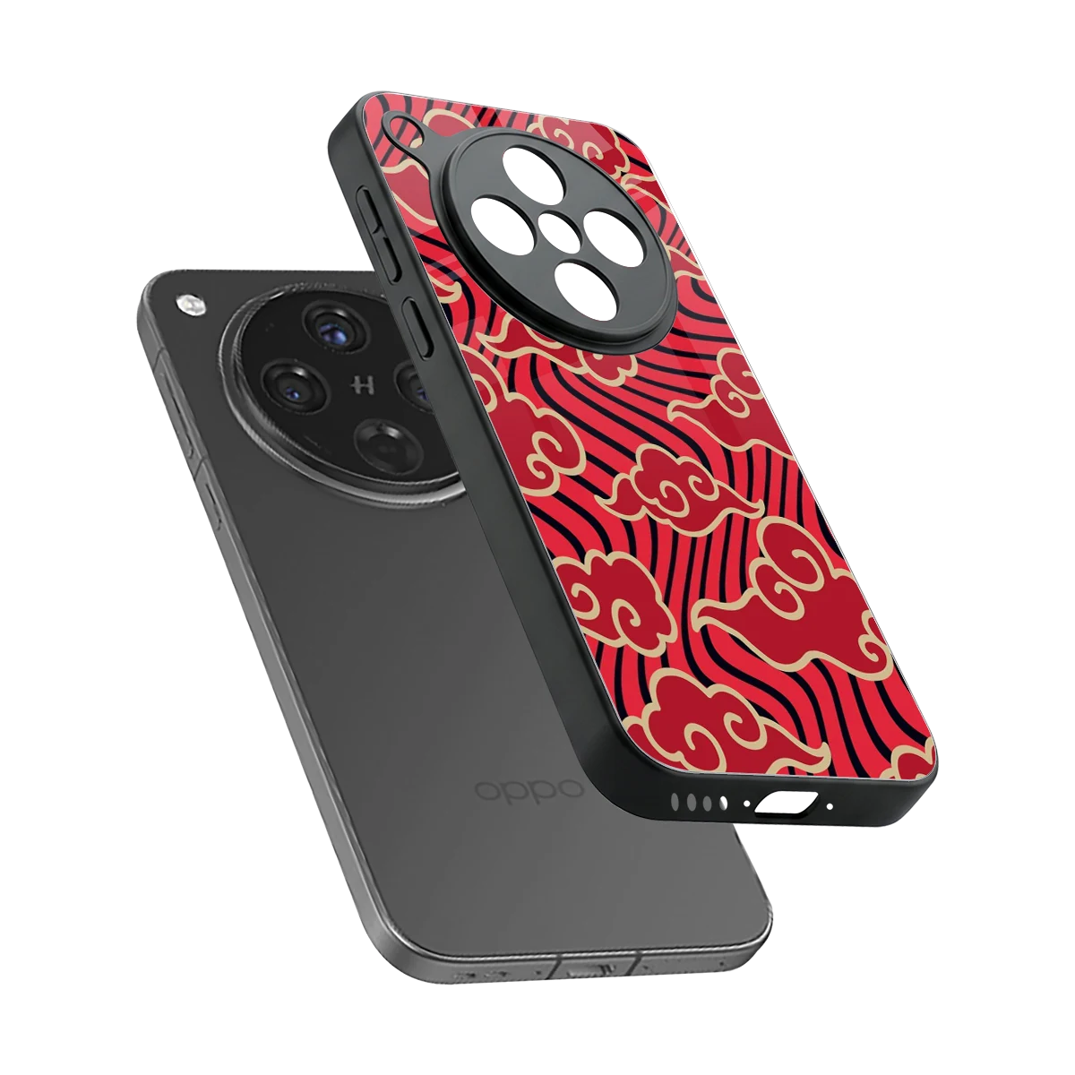 Vermilion Anime sleek oppo find x8 cover with tempered glass back and TPU edges