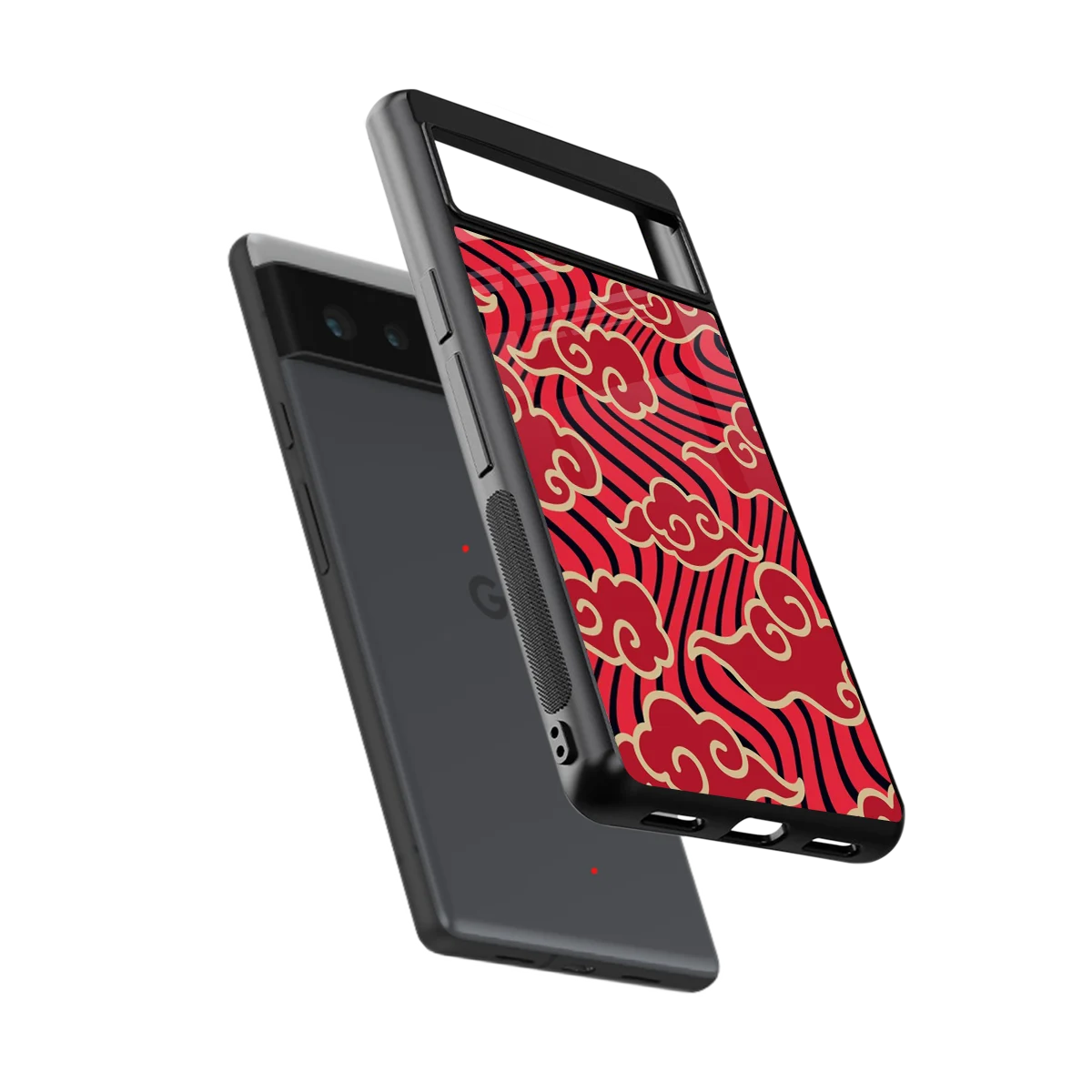 Vermilion Anime sleek google pixel 6a cover with tempered glass back and TPU edges
