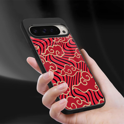 Vermilion Anime sleek google pixel 9 pro cover with tempered glass back and TPU edges
