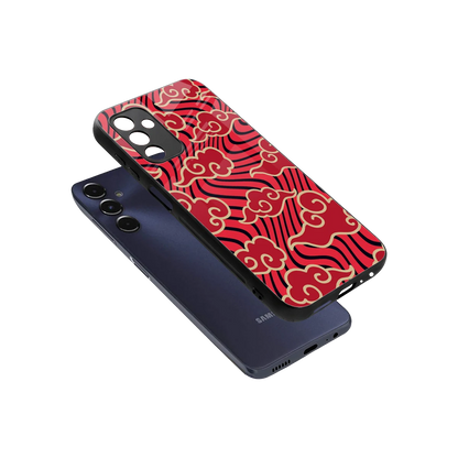 Vermilion Anime sleek samsung galaxy m14 5g cover with tempered glass back and TPU edges