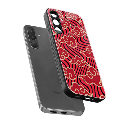 Vermilion Anime sleek samsung galaxy m56 5g cover with tempered glass back and TPU edges