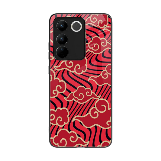 Vermilion Anime back phone cover | glass case for vivo v27 5g