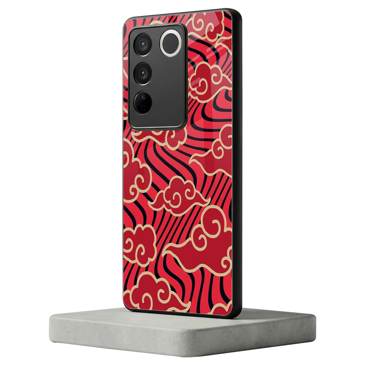 Vermilion Anime vivo v27 5g mobile cover | shockproof glass phone case