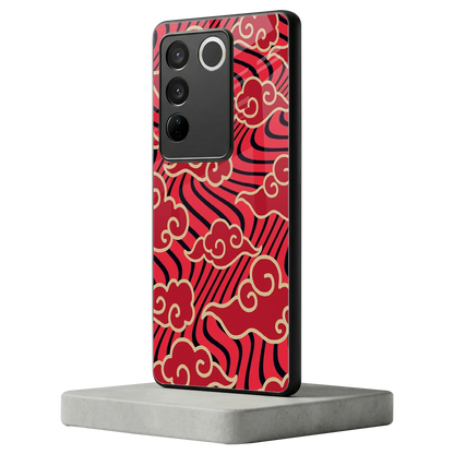 Vermilion Anime vivo v27 5g mobile cover | shockproof glass phone case