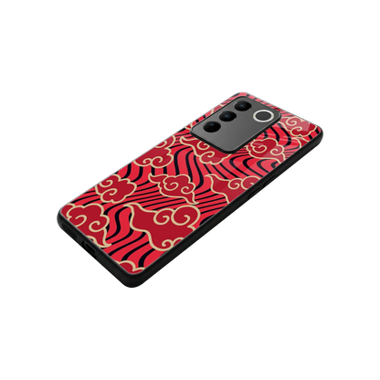 Vermilion Anime stylish phone case for vivo v27 5g | glossy glass and slim fit