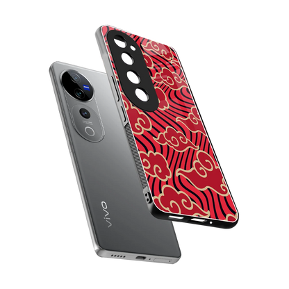 Vermilion Anime sleek vivo v40 pro cover with tempered glass back and TPU edges