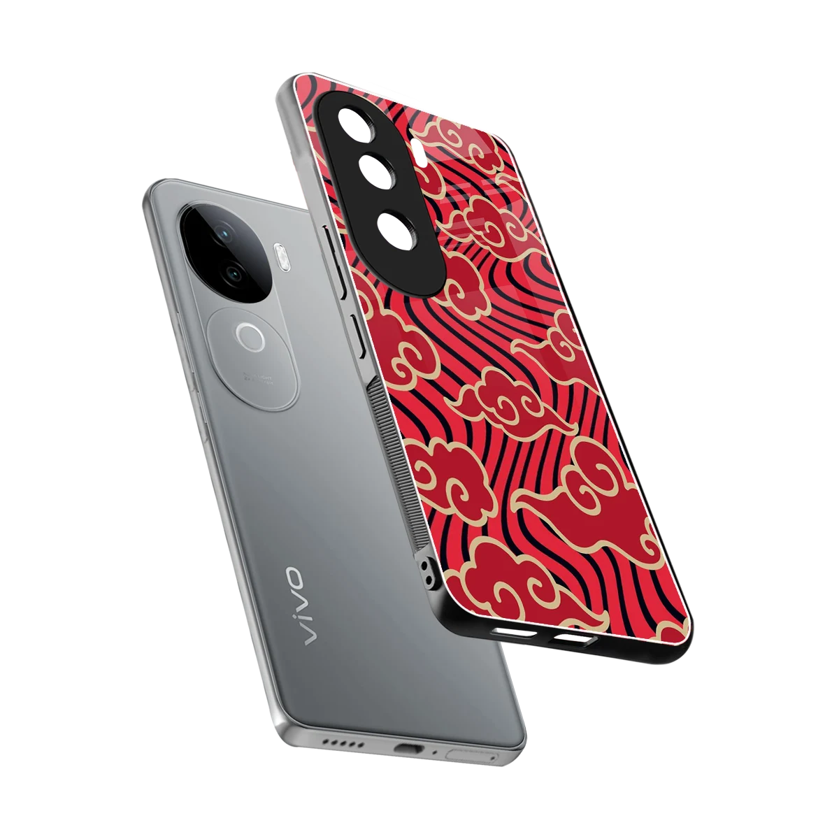 Vermilion Anime sleek vivo v40e cover with tempered glass back and TPU edges