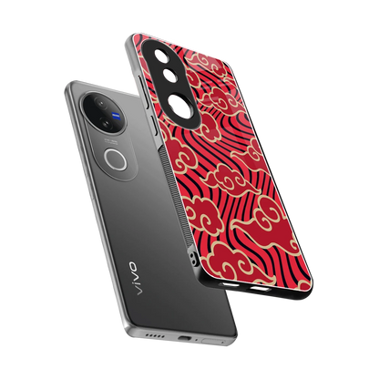 Vermilion Anime sleek vivo v50 cover with tempered glass back and TPU edges
