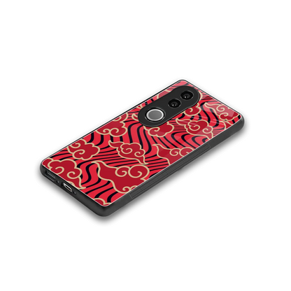 Vermilion Anime stylish phone case for vivo v50 | glossy glass and slim fit