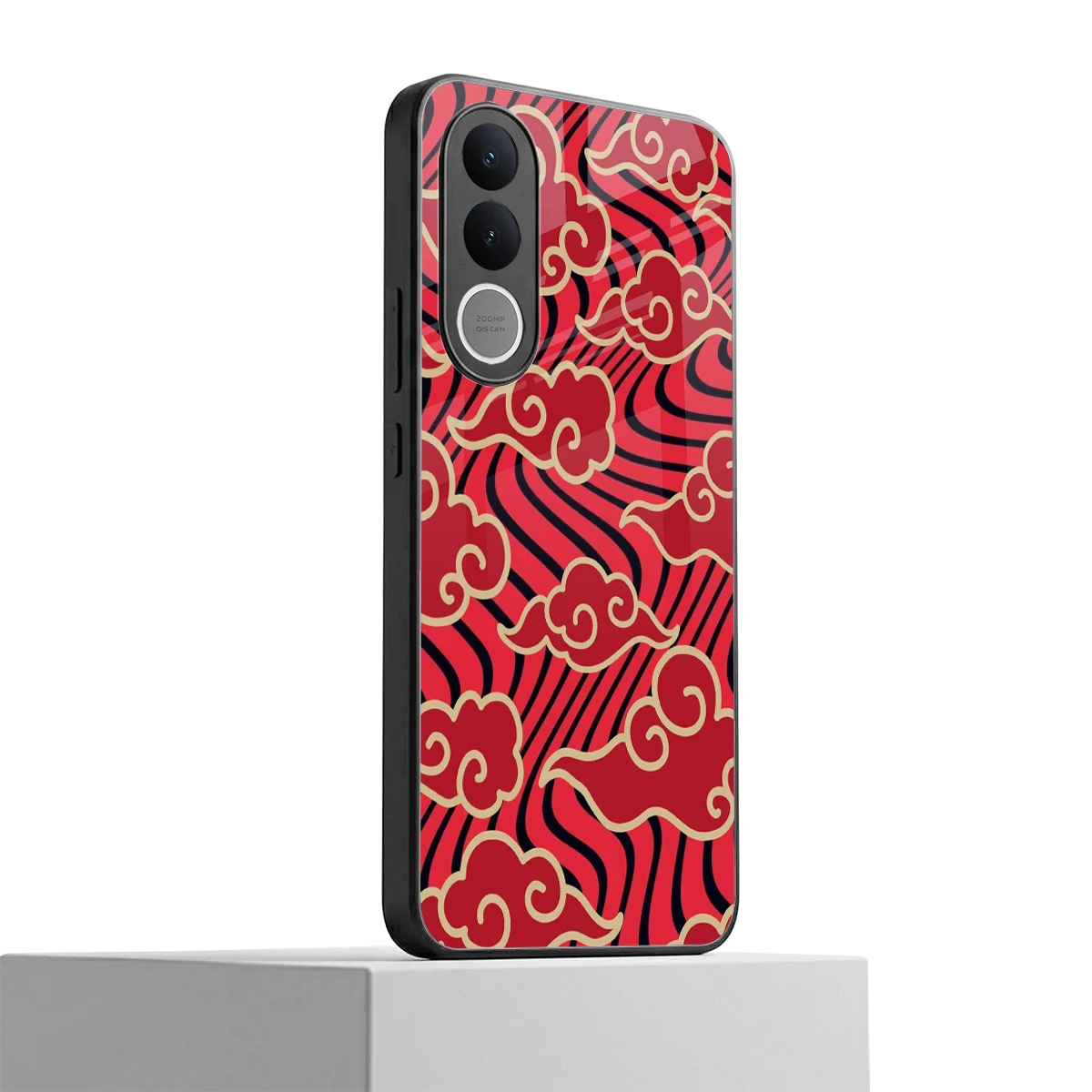 Vermilion Anime vivo v70 fe mobile cover | shockproof glass phone case