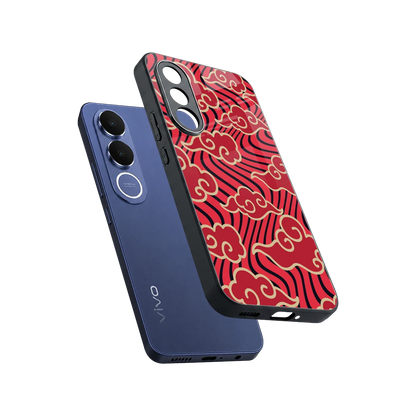 Vermilion Anime sleek vivo v70 fe cover with tempered glass back and TPU edges