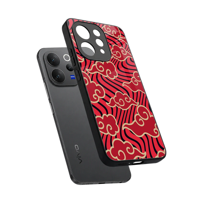 Vermilion Anime sleek vivo v70 cover with tempered glass back and TPU edges