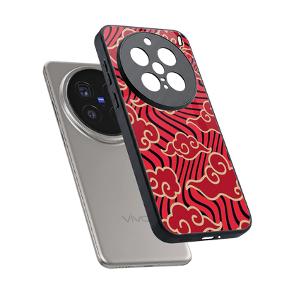 Vermilion Anime sleek vivo x200 pro cover with tempered glass back and TPU edges