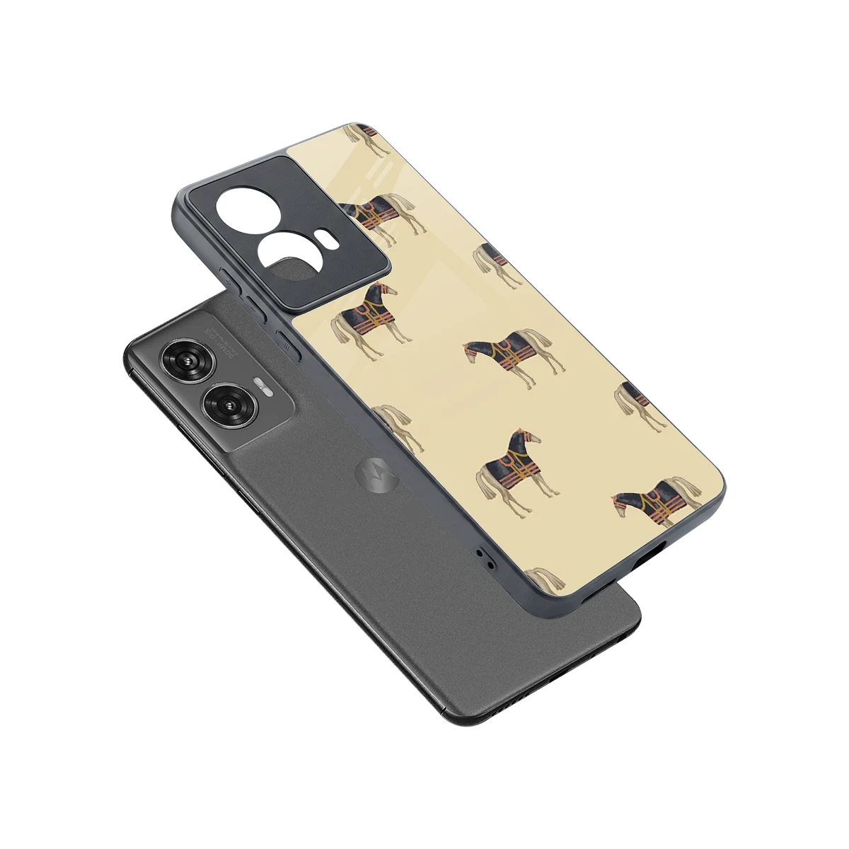 Vintage Rider sleek motorola edge 50 fusion cover with tempered glass back and TPU edges