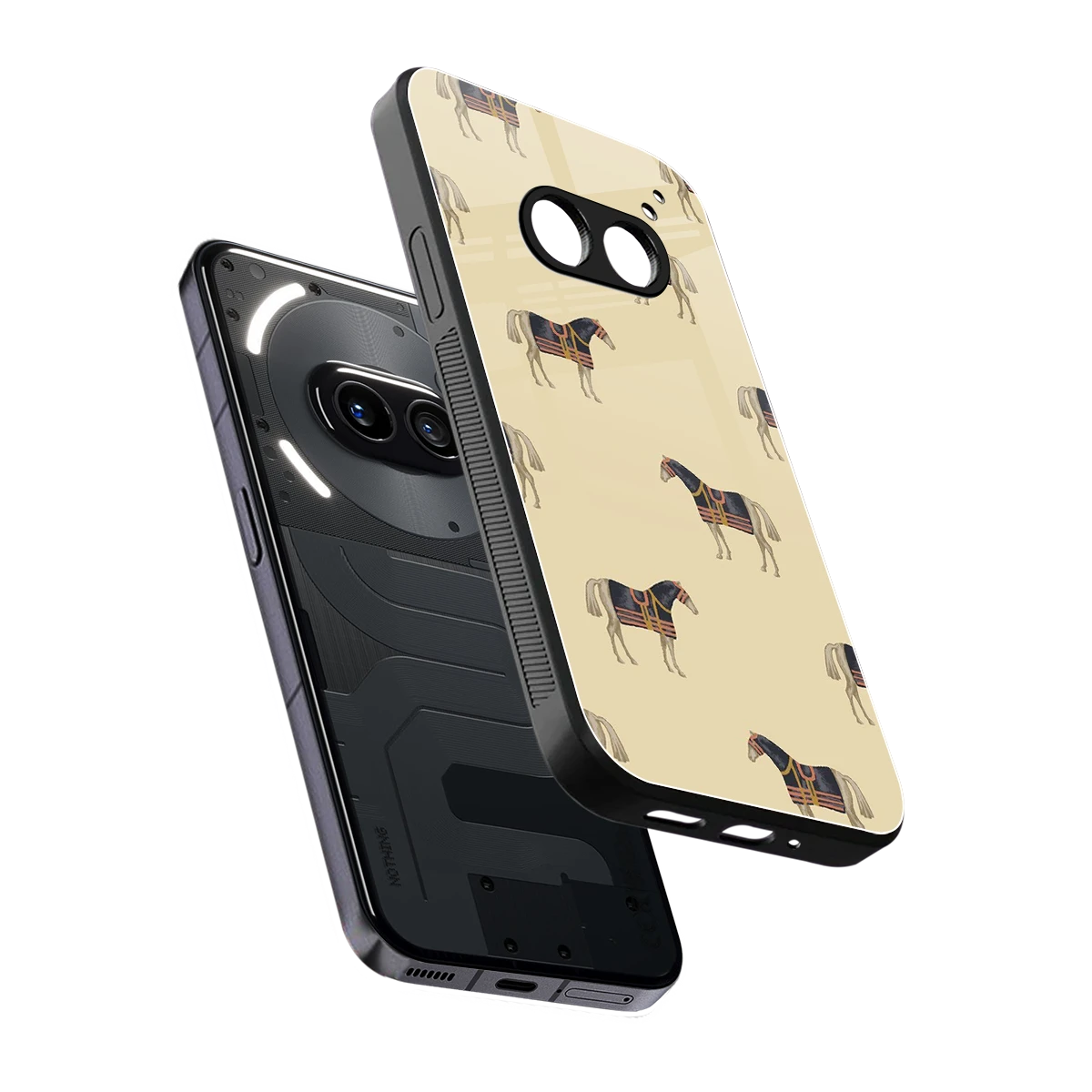 Vintage Rider sleek nothing phone 2a plus cover with tempered glass back and TPU edges