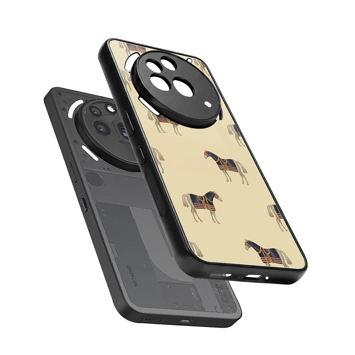 Vintage Rider sleek nothing phone 3a pro cover with tempered glass back and TPU edges