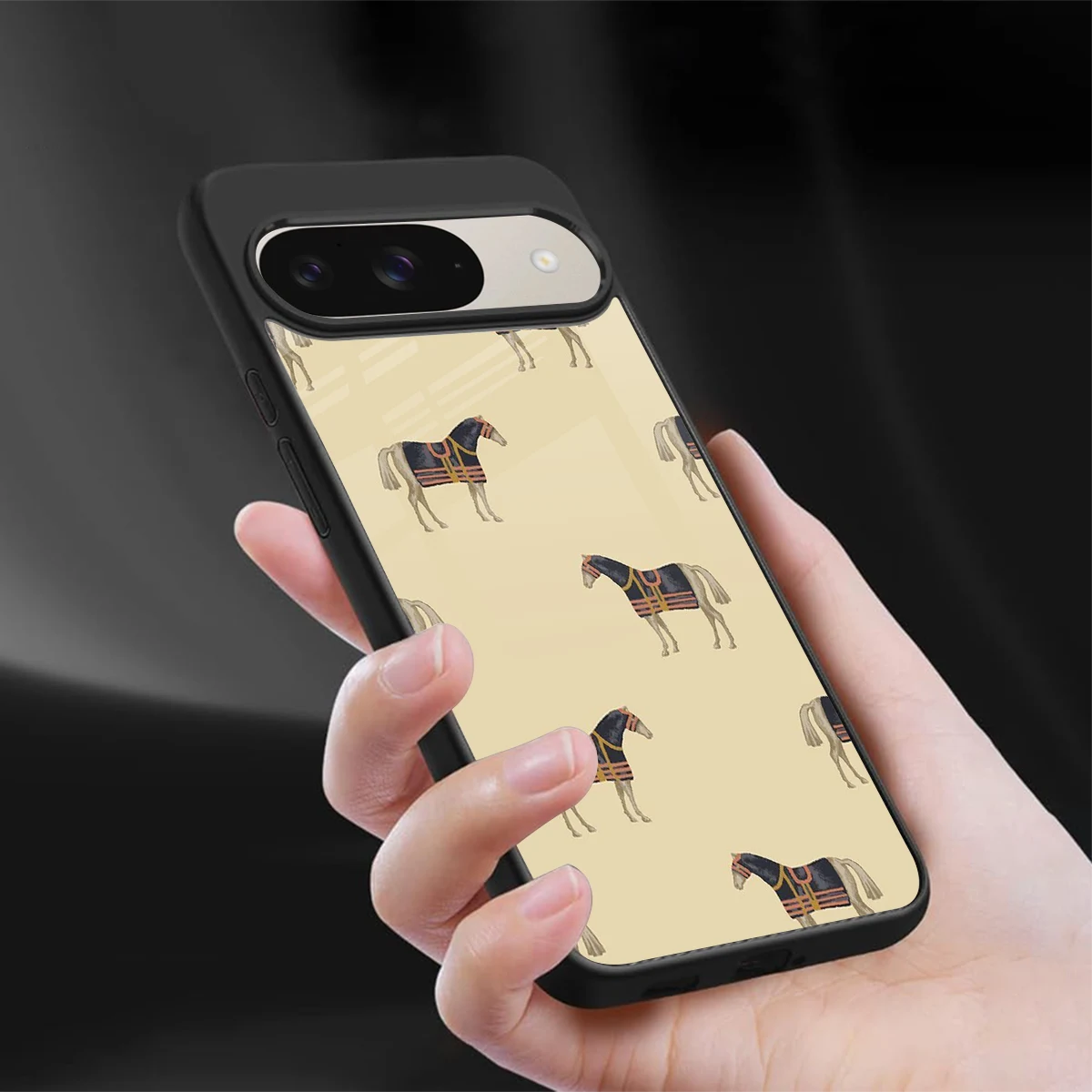 Vintage Rider sleek google pixel 9 cover with tempered glass back and TPU edges