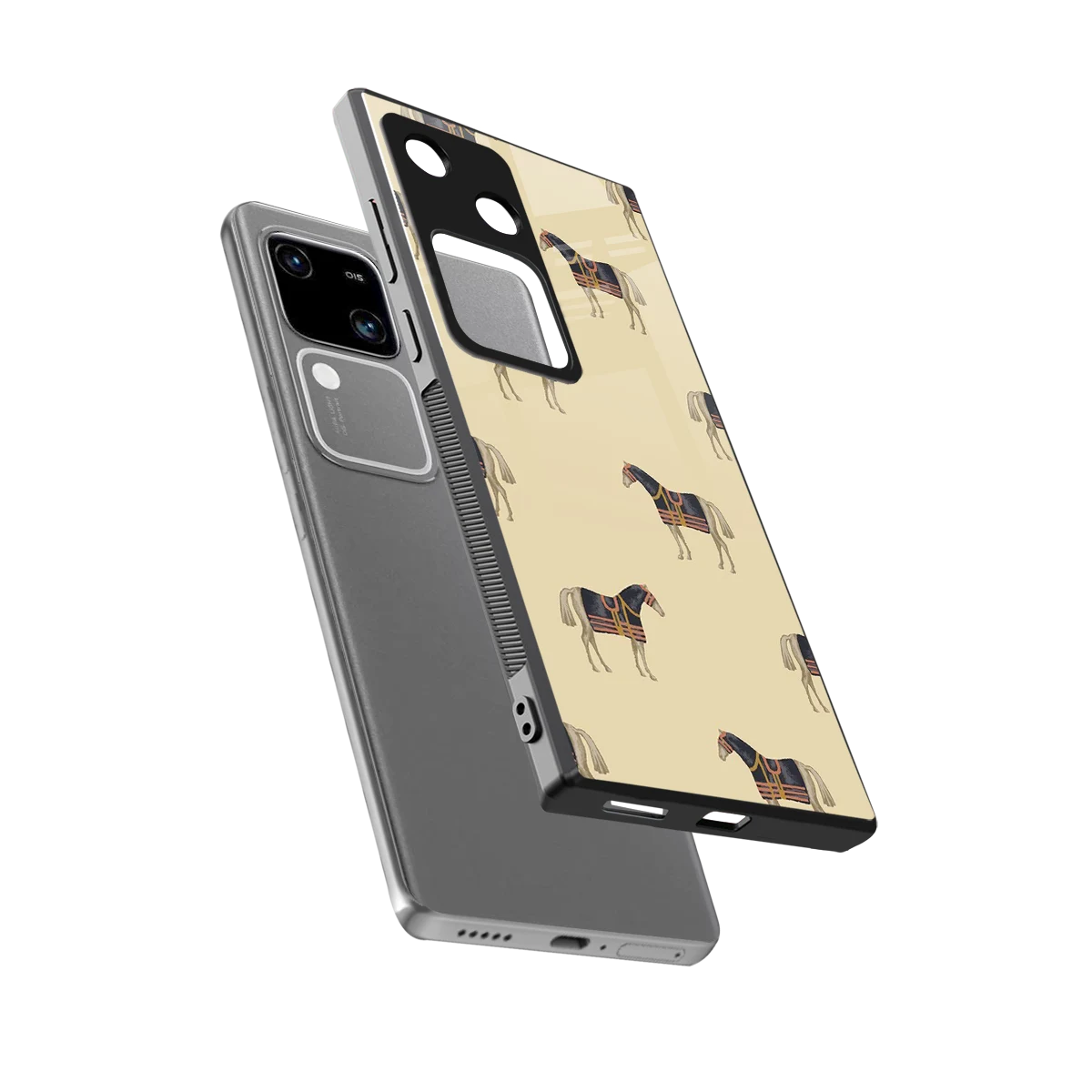Vintage Rider sleek vivo v30 cover with tempered glass back and TPU edges
