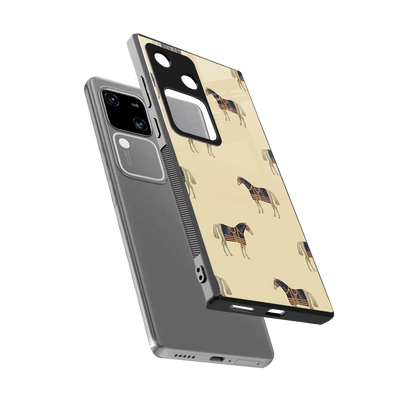 Vintage Rider sleek vivo v30 cover with tempered glass back and TPU edges
