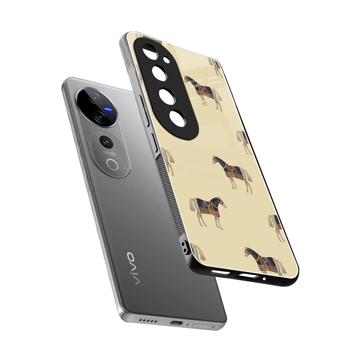 Vintage Rider sleek vivo v40 pro cover with tempered glass back and TPU edges